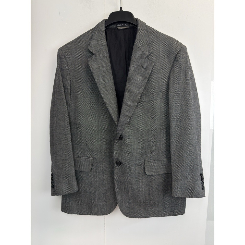 Stafford Hartmarx Blazer Jacket Men's 42S Black Pattern Wool Two Buttons